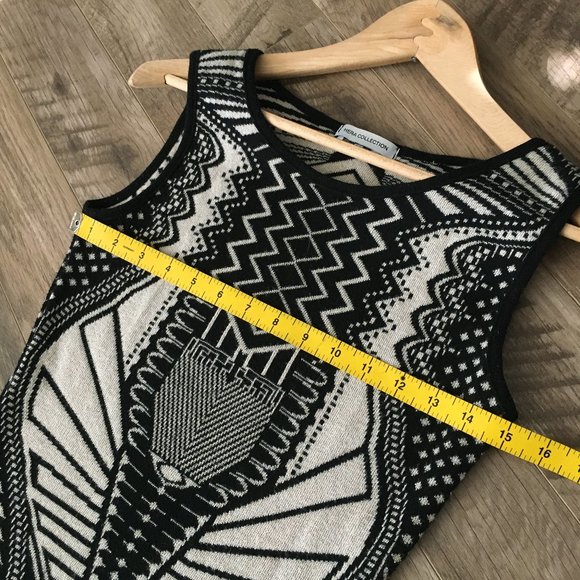 Art Deco Sleeveless Sweater U.S.A.-Made Bodycon Dress - Picture 7 of 16